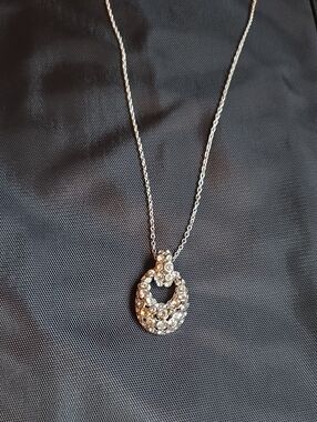 Swarovski Silver-Tone Crystal Open Circle Pendant Necklace